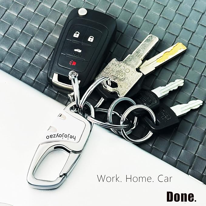 Keychain with Carabiner Clip, 4 Heavy Duty Key Rings and D Ring - Image 4
