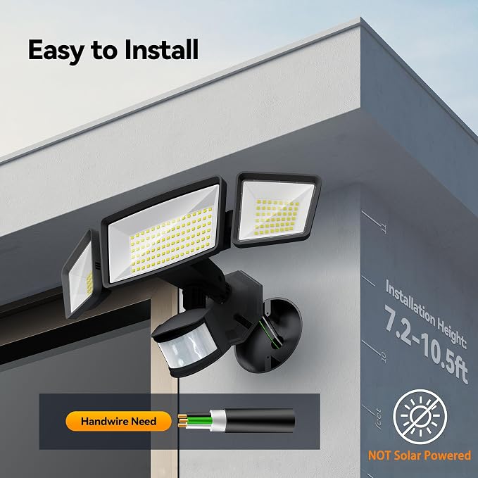 TECKNET Flood Motion Sensor Outdoor Lights, 4200LM 150LEDS Lights Outdoor - Image 6
