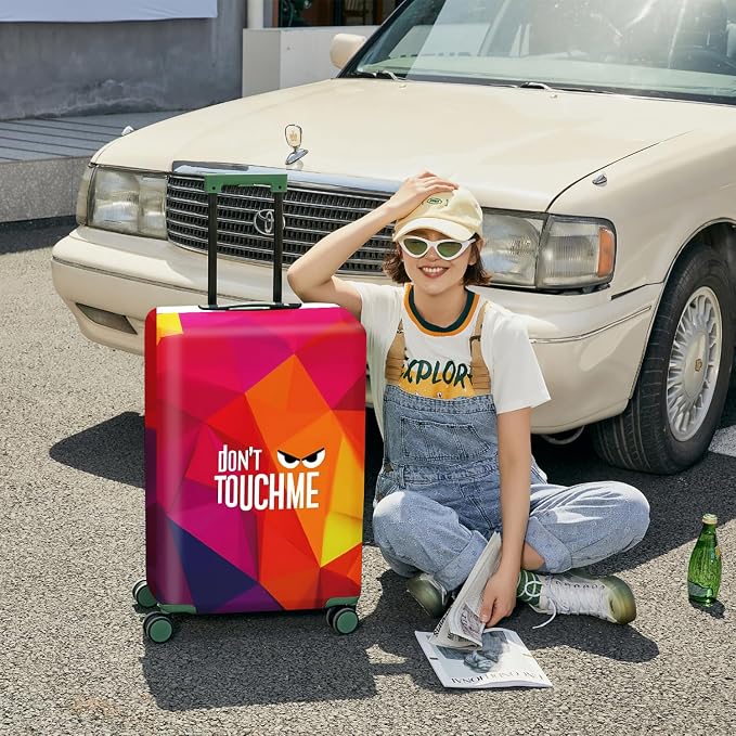 Don't Touch Me Funny Travel Luggage Cover-Neon Geometric Stretchable Airplane - Image 4