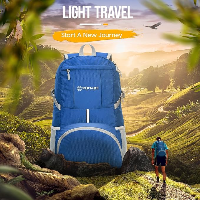 ZOMAKE Lightweight Packable Backpack 35L, Light Foldable Backpacks Water - Image 6