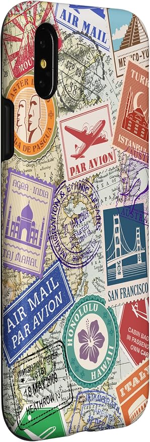 World Map Travel Passport Stamps Postage Stamp Case - Image 3