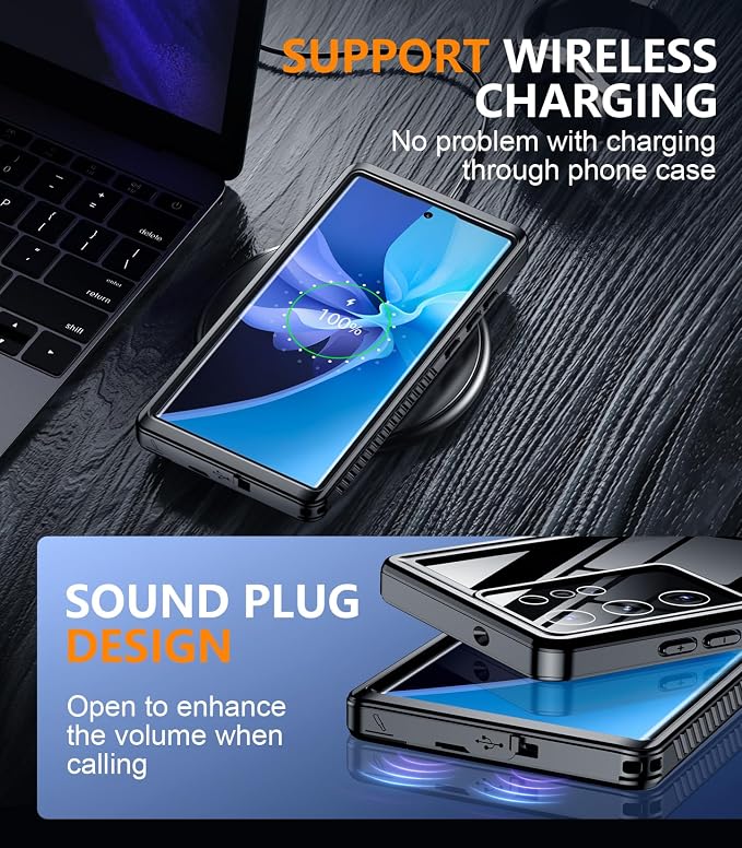 Temdan Designed for Samsung Galaxy S22 Ultra Case, Waterproof Built-in Lens & - Image 6