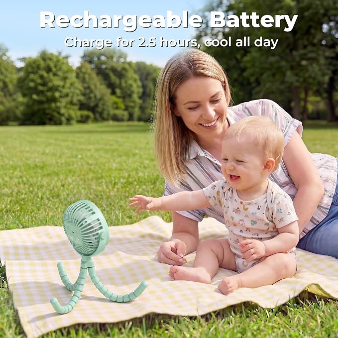 AMACOOL Battery Operated Stroller Fan, Baby Travel Essentials - Image 4