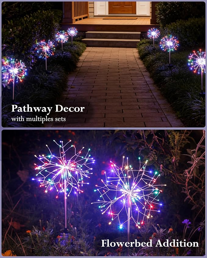 Solar Garden Lights Outdoor Yard Decorations, 8 Pack 150Leds Pathway Lights - Image 7