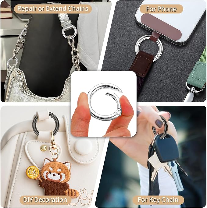 Gkeygo Key Ring Clip, 1 Inch Keychain Rings, 8 Pack Round Carabiner Clip - Image 3