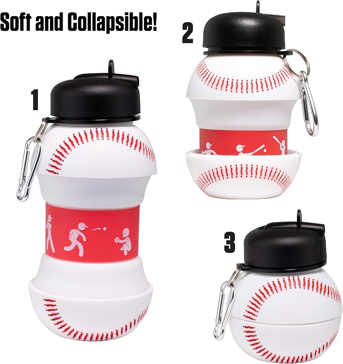 Maccabi Art Clip-On Collapsible BPA-Free Silicone Baseball Water Bottle - Image 4