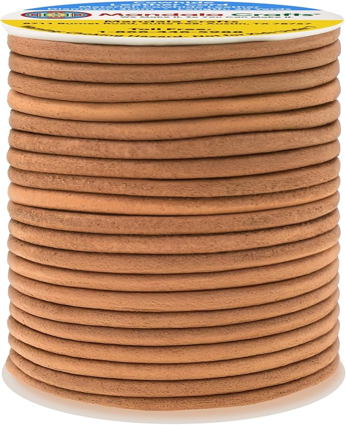Mandala Crafts Round Genuine Camel Leather Cord - Image 2
