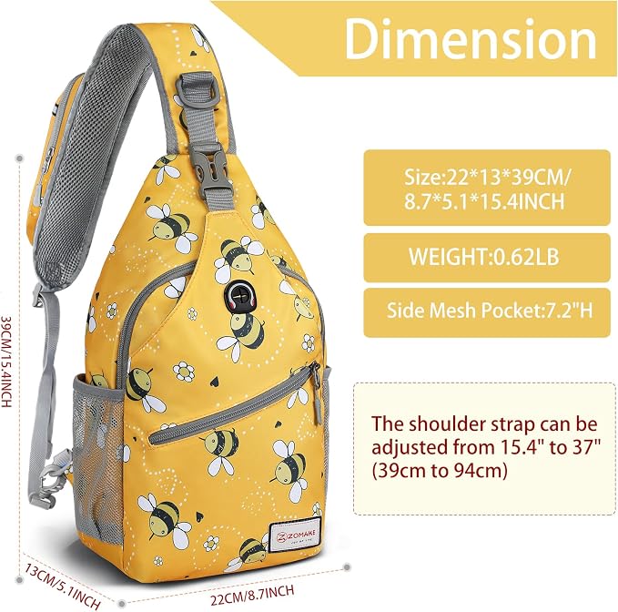 ZOMAKE Sling Bag, Small Crossbody Sling Backpack, Water Resistant Shoulder - Image 2
