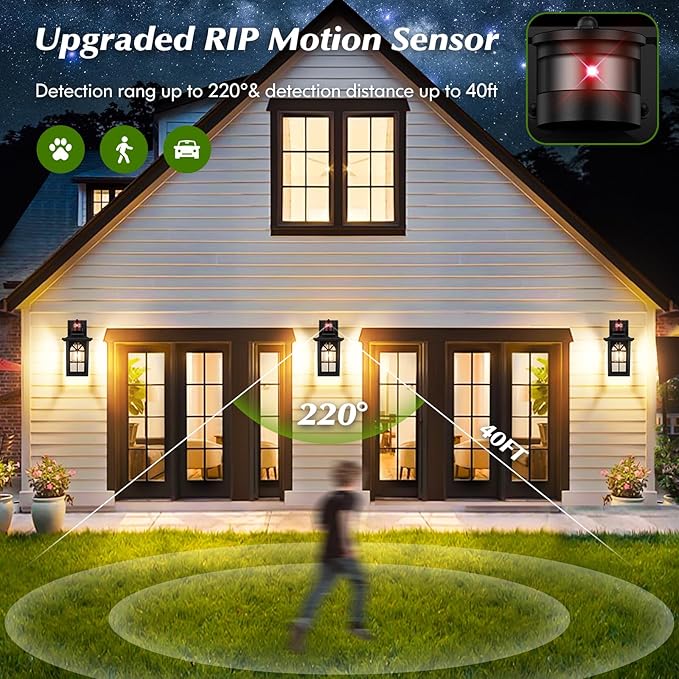 Motion Sensor Outdoor Light Fixture, Dusk to Dawn Porch Light Outdoor Wall - Image 5