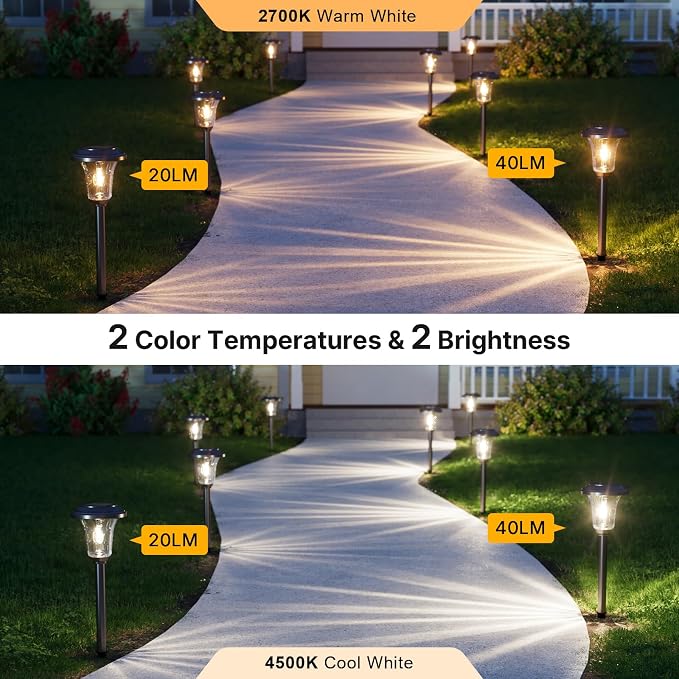 XMCOSY+ Solar Pathway Lights, 4 Pack Metal Solar Lights Outdoor Waterproof - Image 2