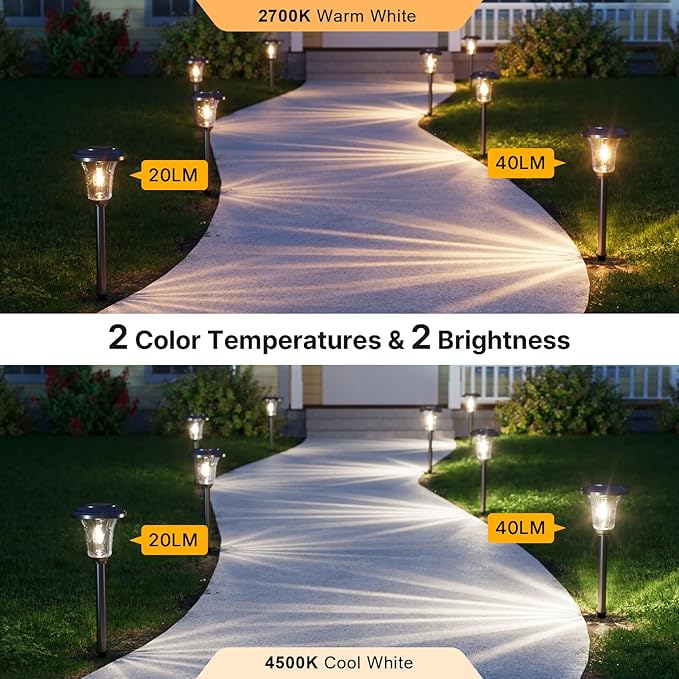 XMCOSY+ Solar Lights Outdoor Waterproof, 6 Pack Metal Glass Solar Pathway Lights - Image 3