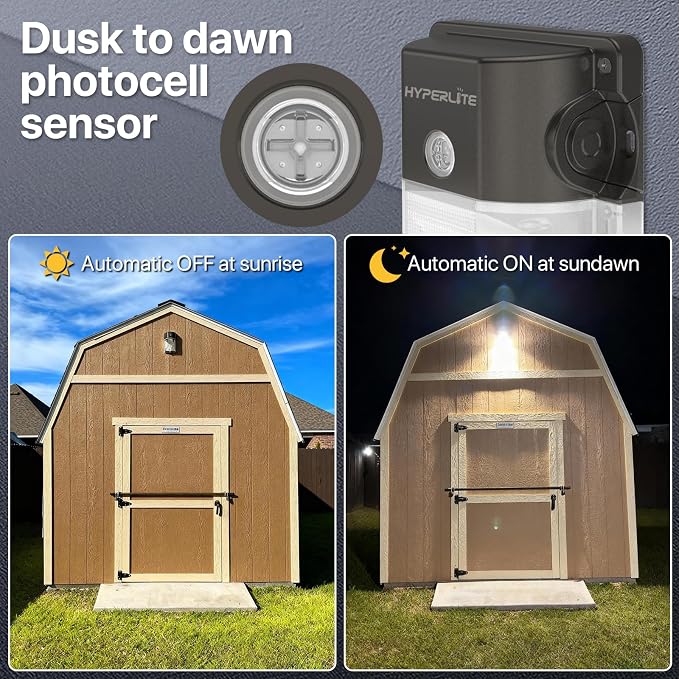 HYPERLITE LED Wall Pack Light: 30W 3600lm 5000K Daylight Dusk to Dawn Outdoor - Image 2