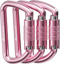 FresKaro 3inch 12kN-2698lbs Auto Locking Carabiner Clips, Solid D Shape by FresKaro