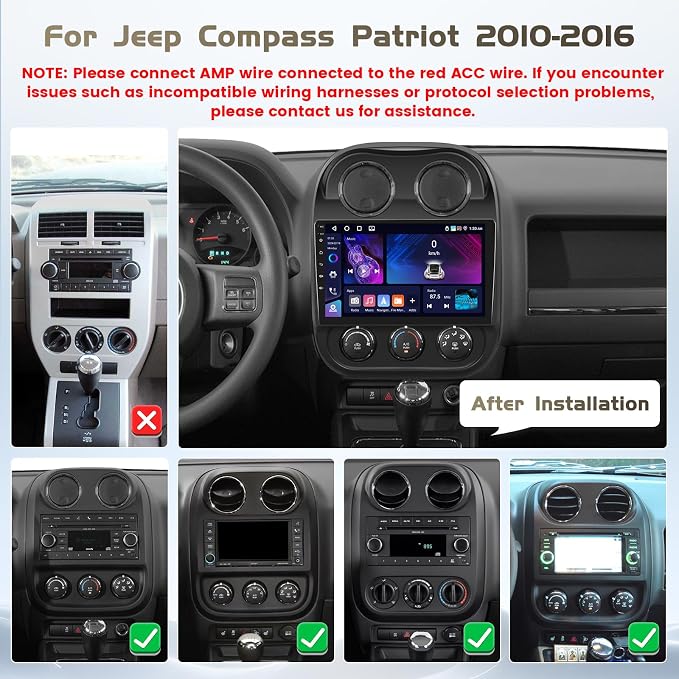 Car Radio for Jeep Compass Patriot 2010-2016, Android 15 Car Stereo Wireless - Image 2