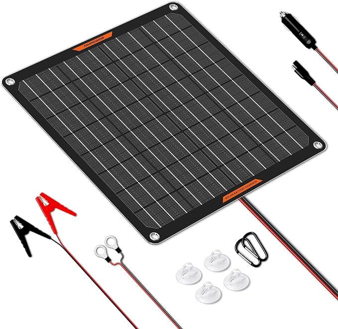 Solar Battery Charger 10W 12V Solar Trickle Car Battery Maintainer Portable by MHPOWOS