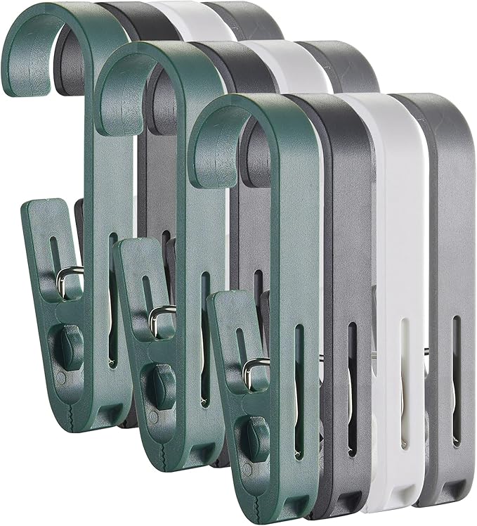 Multipurpose Hook Clips, Strong Large Plastic Clothes Clip Hanger, S Hooks by KooNiosio