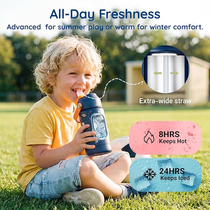 Mommore Kids Water Bottle 12 oz, Insulated Stainless Steel Water Bottle - Image 3