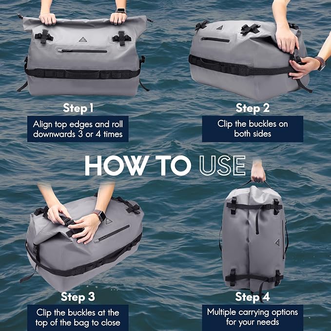 Haimont Large Waterproof Duffel Backpack Roll-Top Heavy Duty Dry Duffle Bag - Image 4