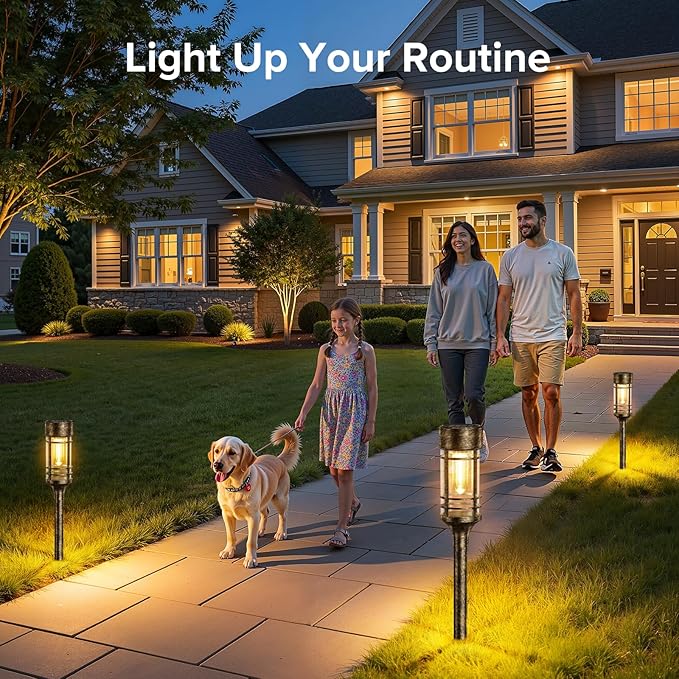 LETMY 4 Pack Brown Solar Pathway Lights Outdoor, Bright Solar Lights Outdoor - Image 2