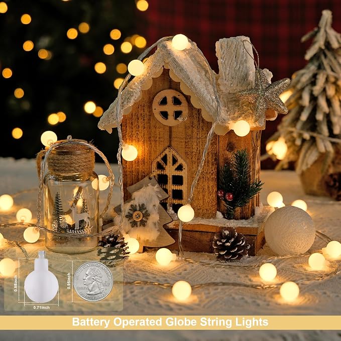 JMEXSUSS Globe Battery Operated Christmas Lights Indoor, 100 LED Battery - Image 4