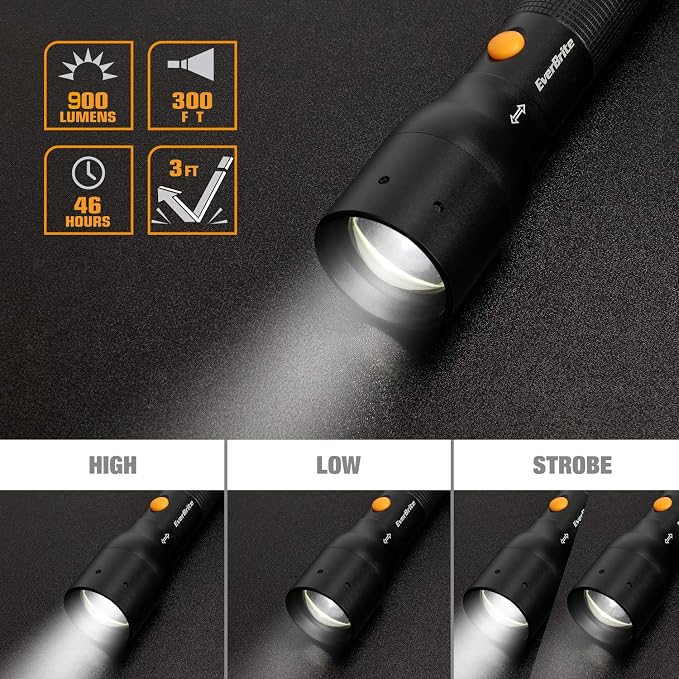 EverBrite Ultra Bright Tactical Flashlight, 900 Lumen Zoomable Adjustable Focus - Image 5