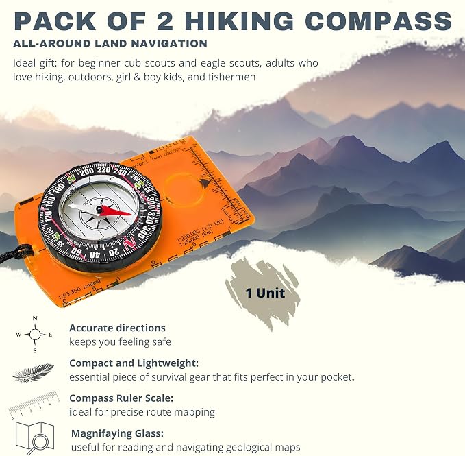 Trekker's Compass Crew Orienteering Compass, Magnetic Navigation Set - Image 3