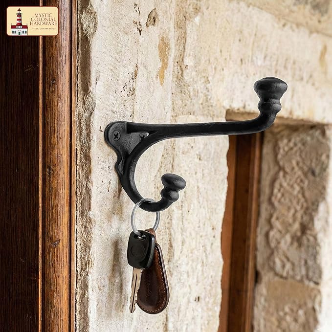 Mystic Colonial Rustic Cast Iron Wall Hooks Heavy Duty Retro Utility Hooks - Image 7