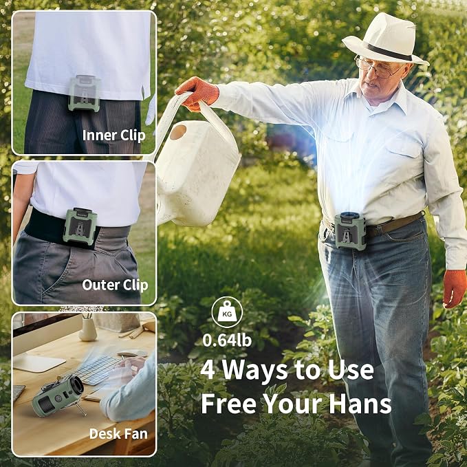Socool 10000mAh Portable Waist Fan Clip on Wearable Belt Personal Fan - Image 4