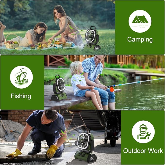Honesorn Portable Rechargeable Fan 20000mAh, Camping Fan - Image 7
