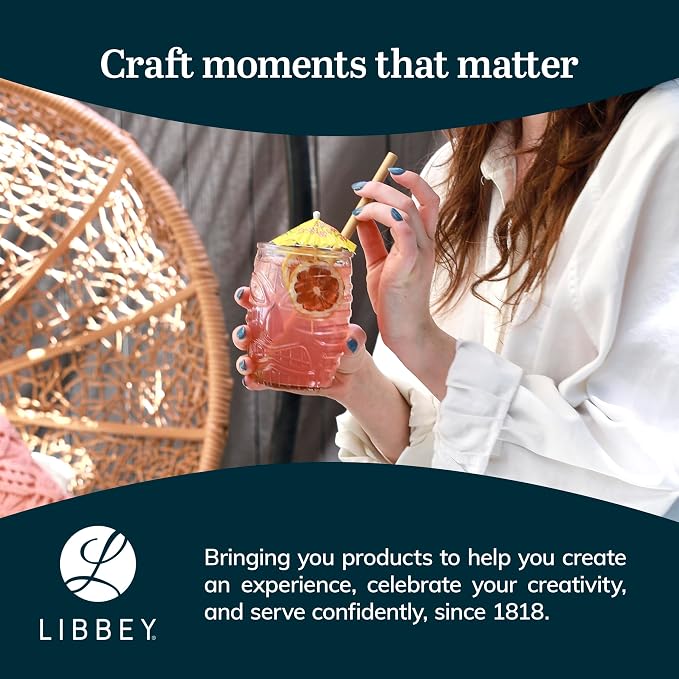 Libbey 4 Piece Modern Bar-Tiki Double Old Fashioned Glass Set, One Size - Image 6