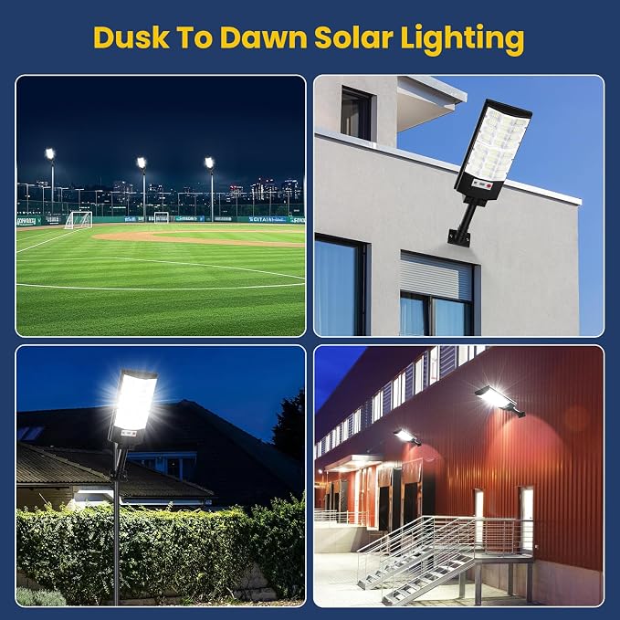 Solar Lights Outdoor Waterproof, 12000LM 6500K LED Dusk to Dawn Solar Street - Image 7
