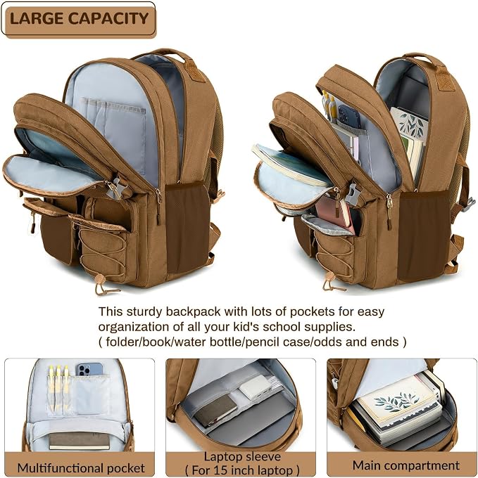 Lohol Water Resistant Backpack for School Travel College Travel, Large Bookbag - Image 4