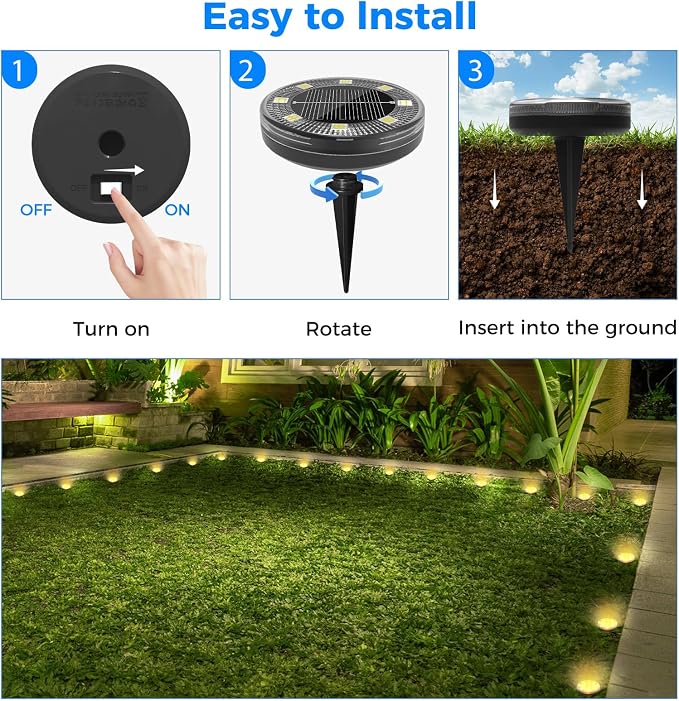 Peasur Mini Solar Ground Lights, 30 Pack Flat Solar Disc Lights Outdoor - Image 7