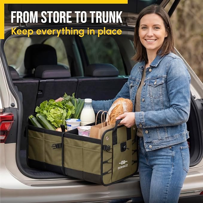 Heavy Duty Foldable Trunk Organizer 2-Section – Dual-Compartment Car Cargo Box - Image 6