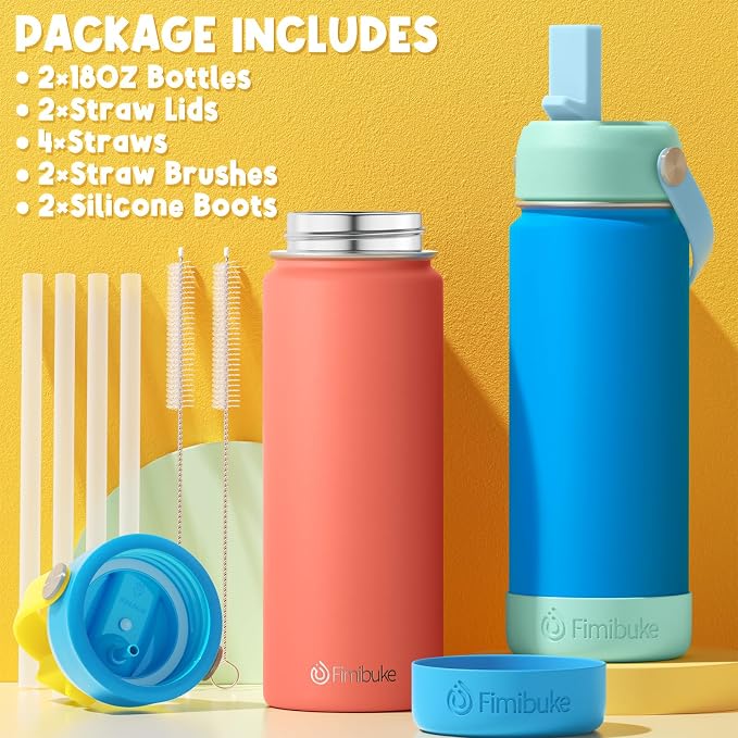 Fimibuke Kids Insulated Water Bottle, 18oz BPA FREE Kids Cups - Image 6