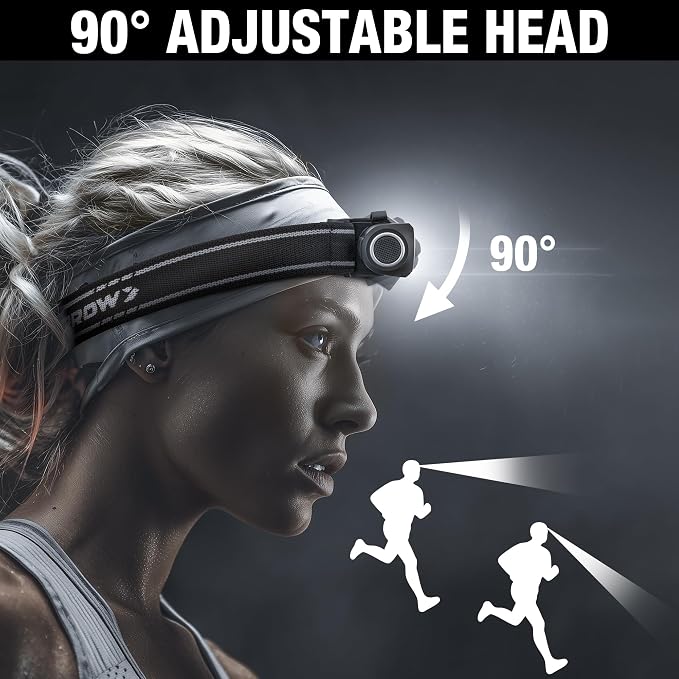 Arrow 1000 Lumens LED Headlamp Rechargeable, 90° Rotatable Head Lamp - Image 5
