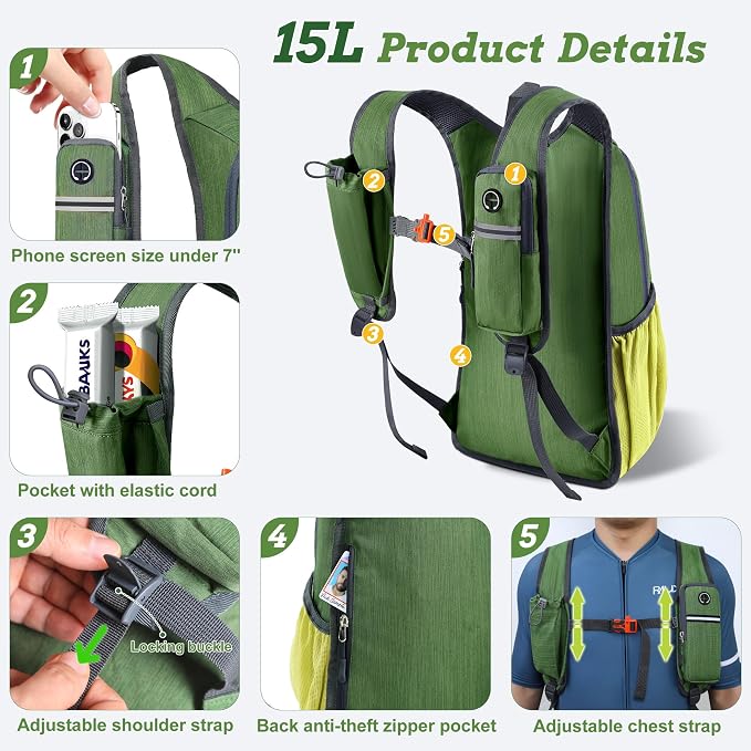 BECOJADDE 15L Small Hiking Backpack - Image 2