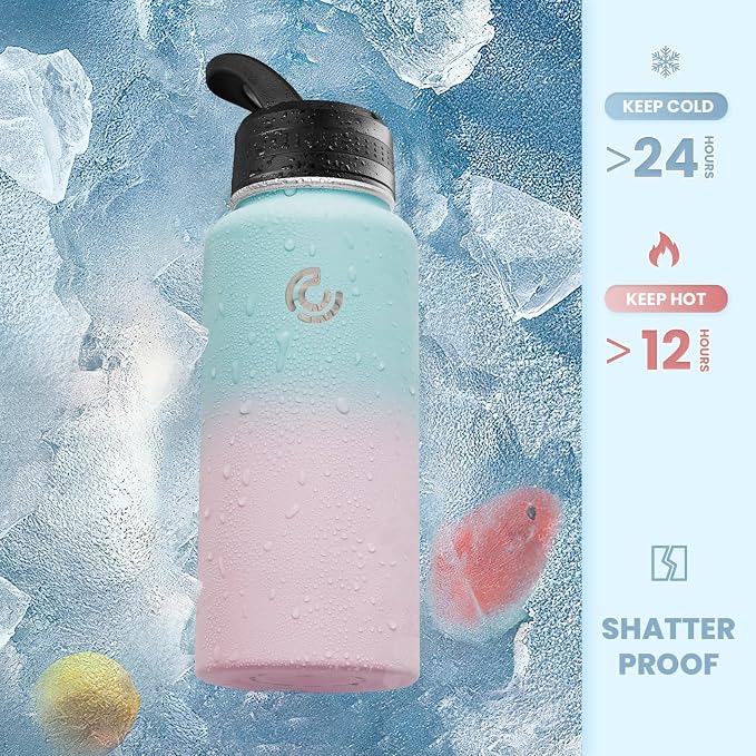 COKTIK 32oz Sports Water Bottle, Stainless Steel Water Bottle - Image 4