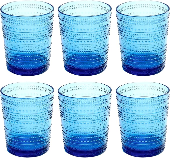 Beaded 15.6 oz Durable Acrylic Double Old Fashioned Drinking Glasses, by AbodeHomewares-TheDesignDestinationforTabletopDrinkwareKitchenandPet