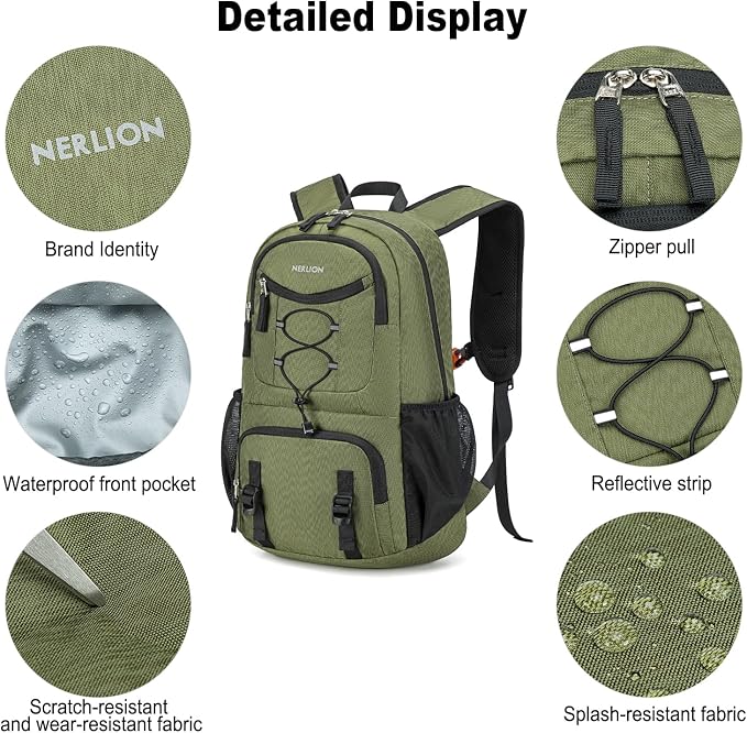 Nerlion Lightweight Foldable 35L Hiking Backpack Travel Backpack - Image 6
