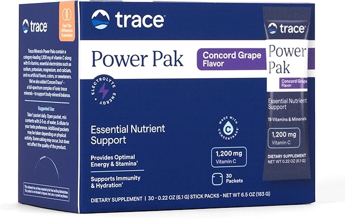 Trace Minerals | Power Pak Electrolyte Powder Packets | 1200 mg Vitamin C by TRACEMINERALS