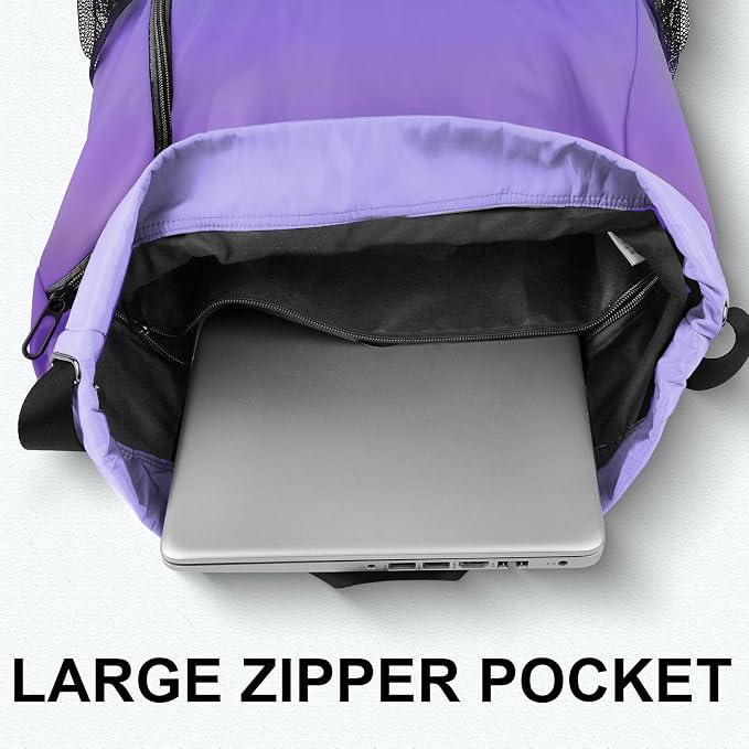 Drawstring Backpack with Mesh Pockets String Gym Bag Sackpack Sandproof Water - Image 5