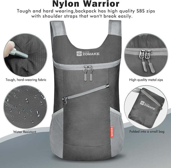 ZOMAKE Lightweight Packable Backpack, Foldable Backpacks Small Daypack - Image 4