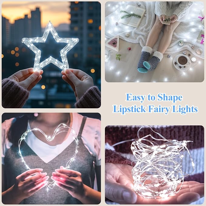Lakumu 33FT 100LED Battery Operated Twinkle Lights Rechargeable, LED Fairy - Image 6