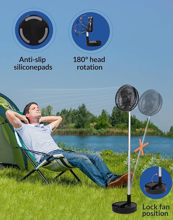 Primevolve Battery Operated Fan, Portable Rechargeable USB Floor Table Desk Fan - Image 5