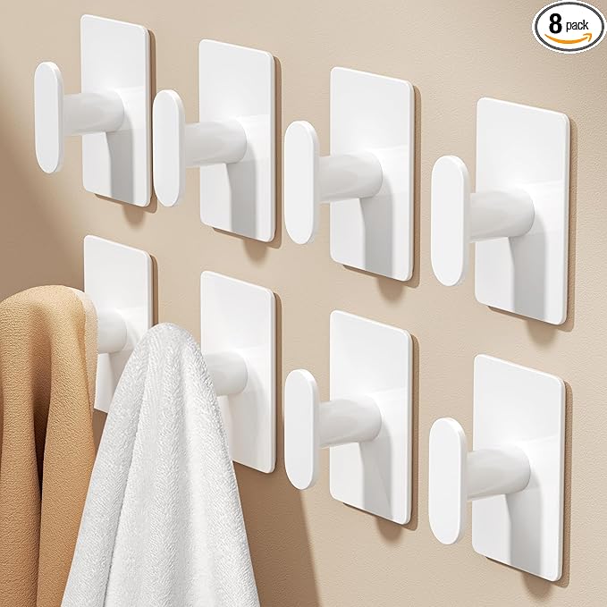 pickpiff Adhesive Towel Hooks for Bathroom: 20LB Extra Strong Wall Hanger for by pickpiff