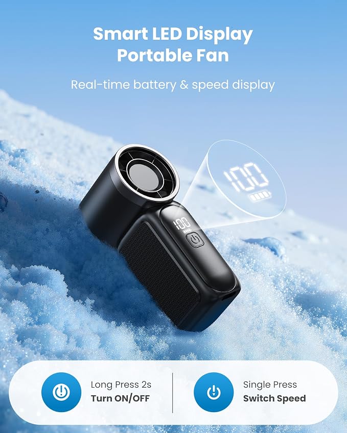 Gaiatop Portable Handheld Mini Fan, 6 Speeds 16900 RPM High Velocity Personal - Image 4