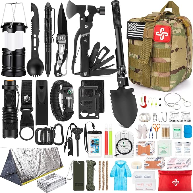 Survival Kit, Emergency Kit for Earthquake, Outdoor Adventure, Gifts for Men by HIHEGD
