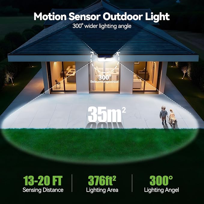 TECKNET 416 LED Solar Powered Outdoor Lights, 270° Angle & 3 Lighting Modes - Image 4