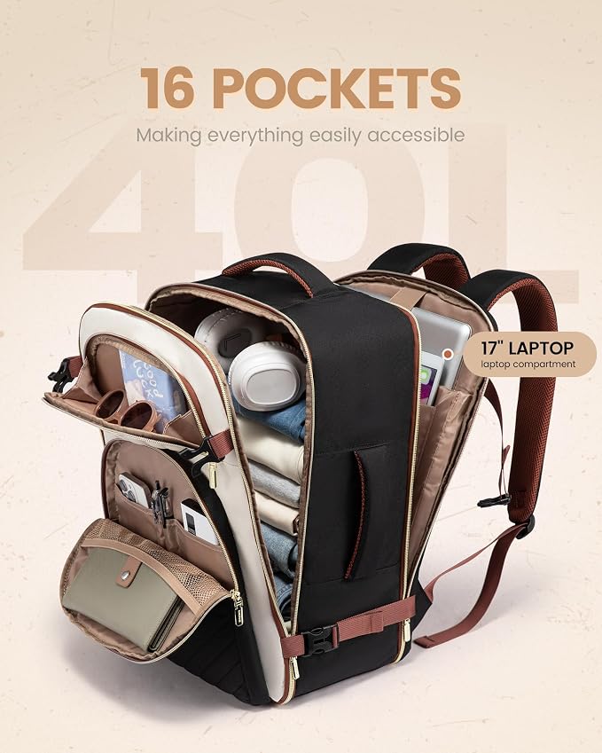 LOVEVOOK Travel Backpack Carry on Flight Approved 40L, Waterproof TSA Travel - Image 4